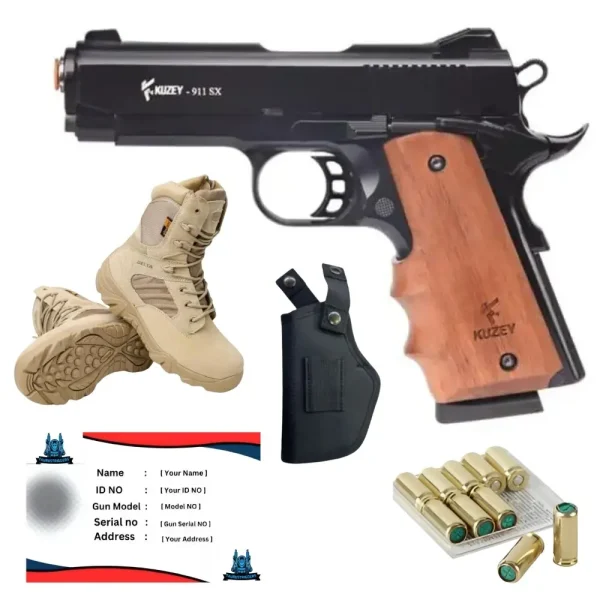 Kuzey 911 SX Blank Gun – Includes Delta Green Shoes, Holster, 10 Bullets, and Paper Permit